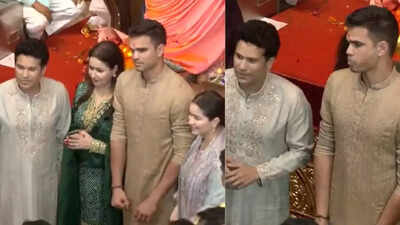 वॉच: सचिन तेंदुलकर और परिवार लालबाग्चा राजा में प्रार्थना करते हैं फील्ड न्यूज से दूर